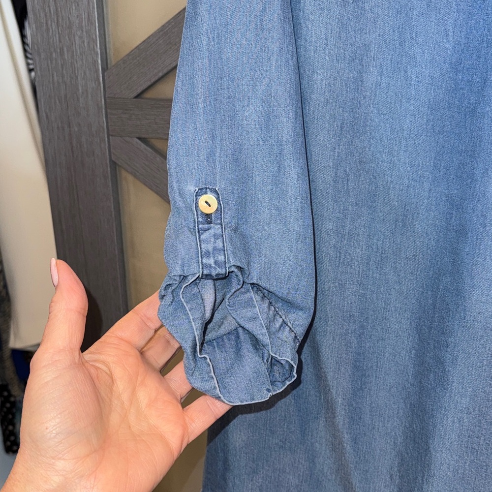 Soft Surroundings Blue Button Down Shirt - Picture 5 of 9